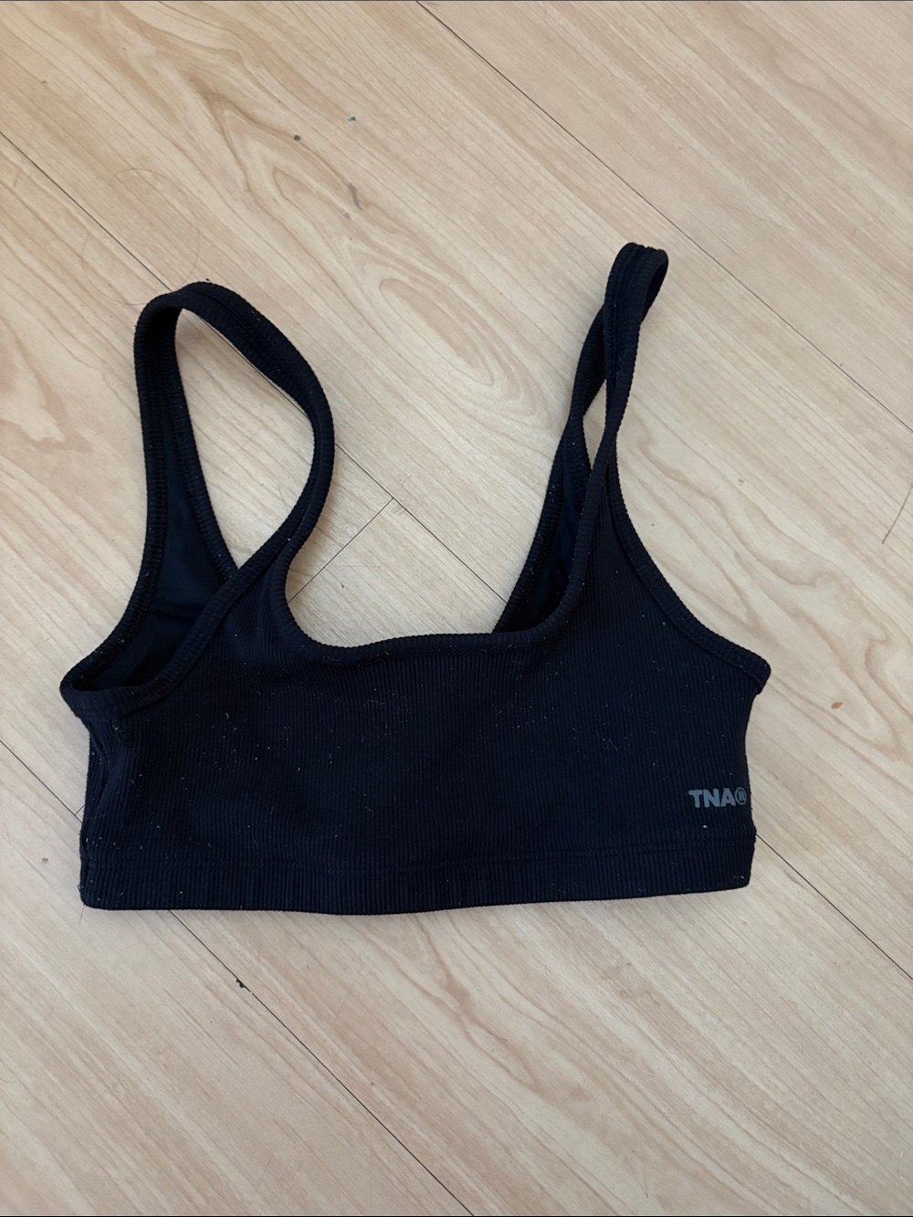 TNA Black Ribbed Double-Strap Sports Bralette